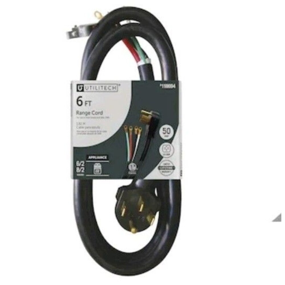 Utilitech Range Cord 6ft 50 Amp 4 Prong Model UTR628206